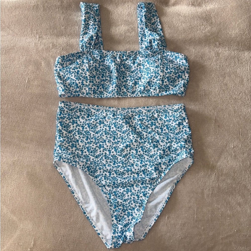 Floral Blue and White Bikini Set